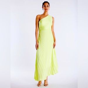 NWT BCBG Light Lime Green Pleated Gown / Maxi Dress